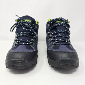 Kids Waterproof Hiking Boots Navy Neon Green Trail Shoes Size 2 Outdoor Life
